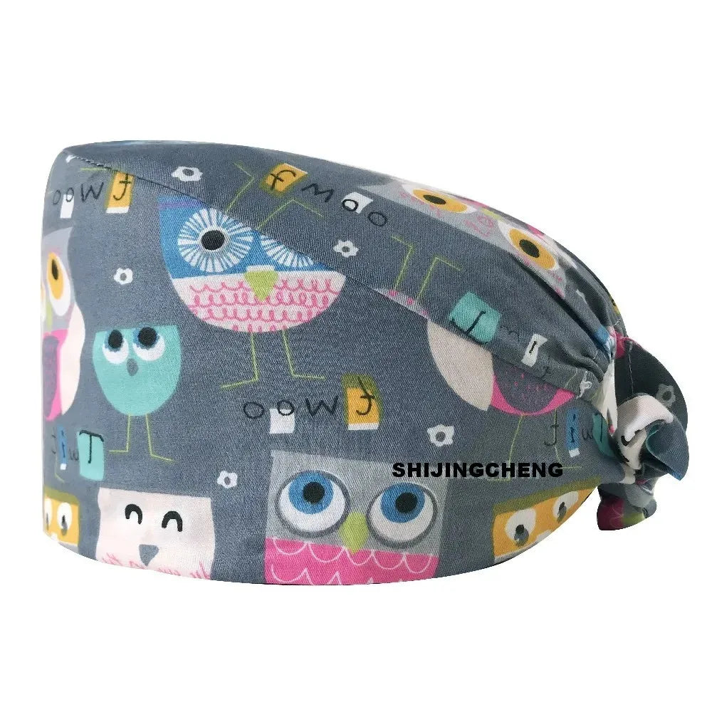 Scrub Caps Women Nursing Hats with Buttons & Sweatband Adjustable Bouffant Working Cap Surgery Cap Women MegaBDM