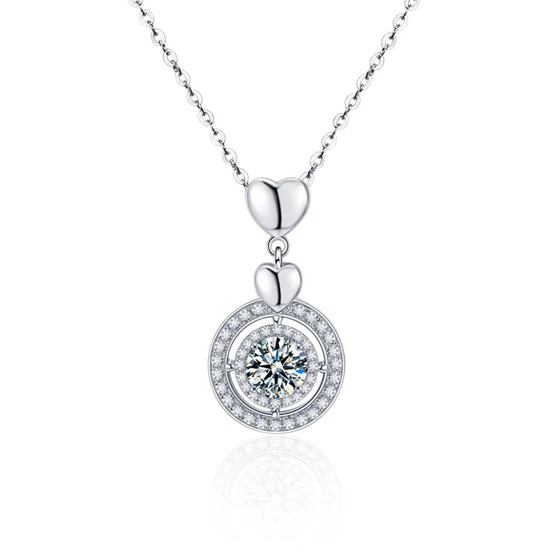 XMZ068 Classic Luxury Jewelry S925 Sterling Silver 1Ct Moissanite Round Cut Diamond Pendant Necklace for Women