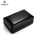CIGARLOONG Large Capacity Metal Zipper Cedar Lined Portable Brown Leather Cigar Humidor Box with Lighter and Hygrometer
