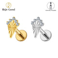 ASTM F136 Titanium 16G Internal Thread CZ Brilliant Kite Flat Back Stud Labret Tragus Helix Cartilage Conch Earring Piercing MegaBDM