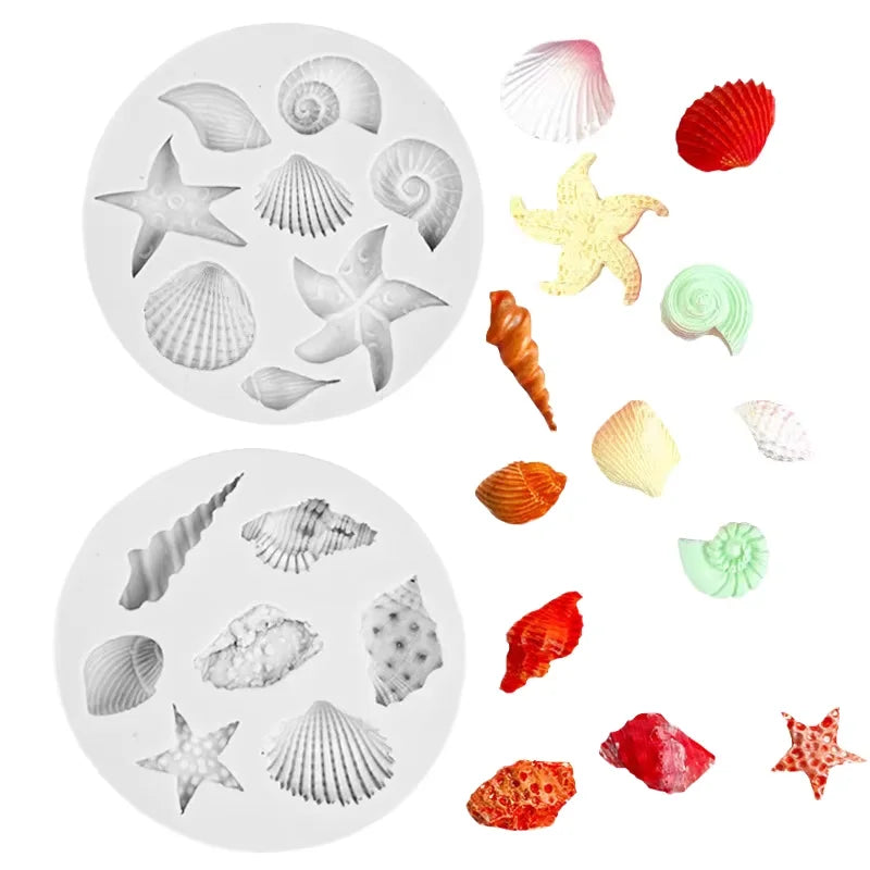 13674 Silicone Ocean Starfish Shell Mould Crystal Epoxy Silicone Fondant Cake Mould
