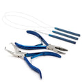 Professional Hair Extension & Beading Tool Kit Stainless Steel 4-Piece Set Remove Plier I Link Micro Ring Loop Needle for Beads