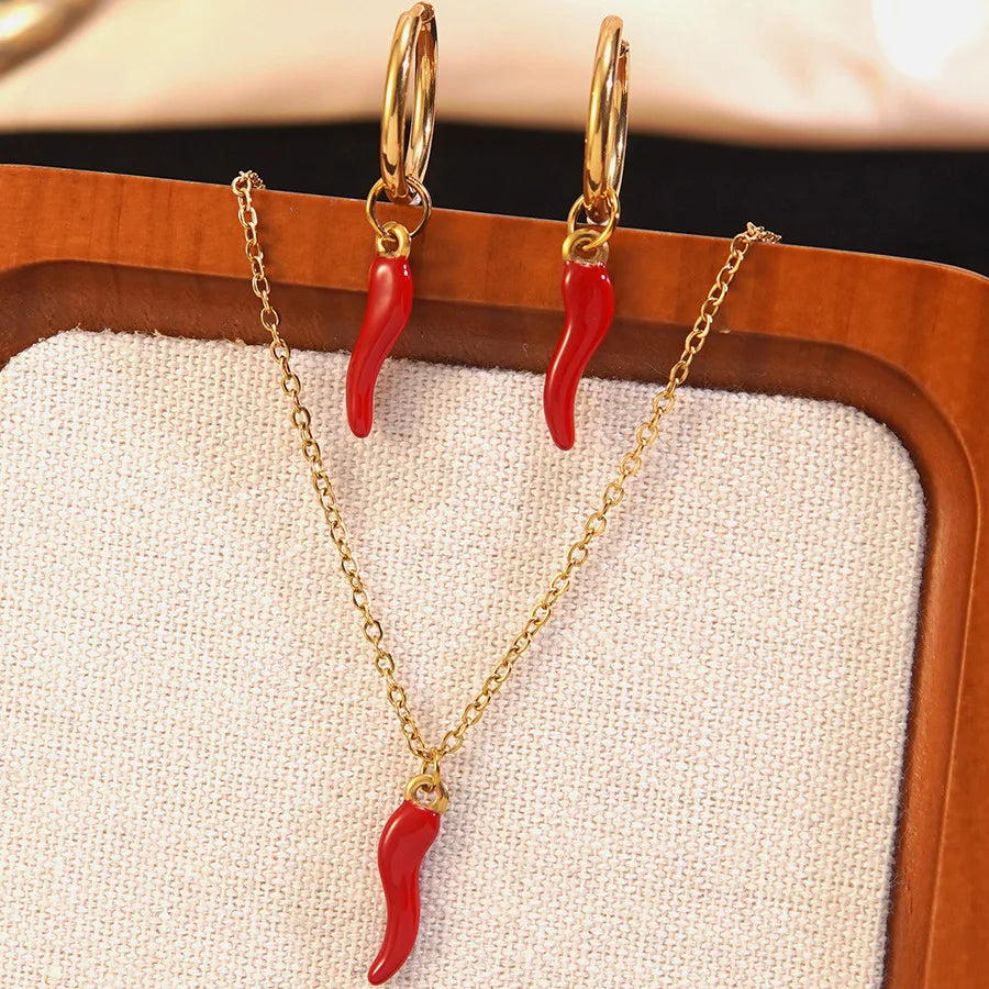Resoul stainless steel food charm necklace 18k gold plated women accessories gift set daily wear jewelry MegaBDM