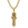 OAHLAN Men's 18K Gold Plated Religious Saint Benedict Stainless Steel Pendant Necklace Fashion Jewelry for Anniversary Gifts