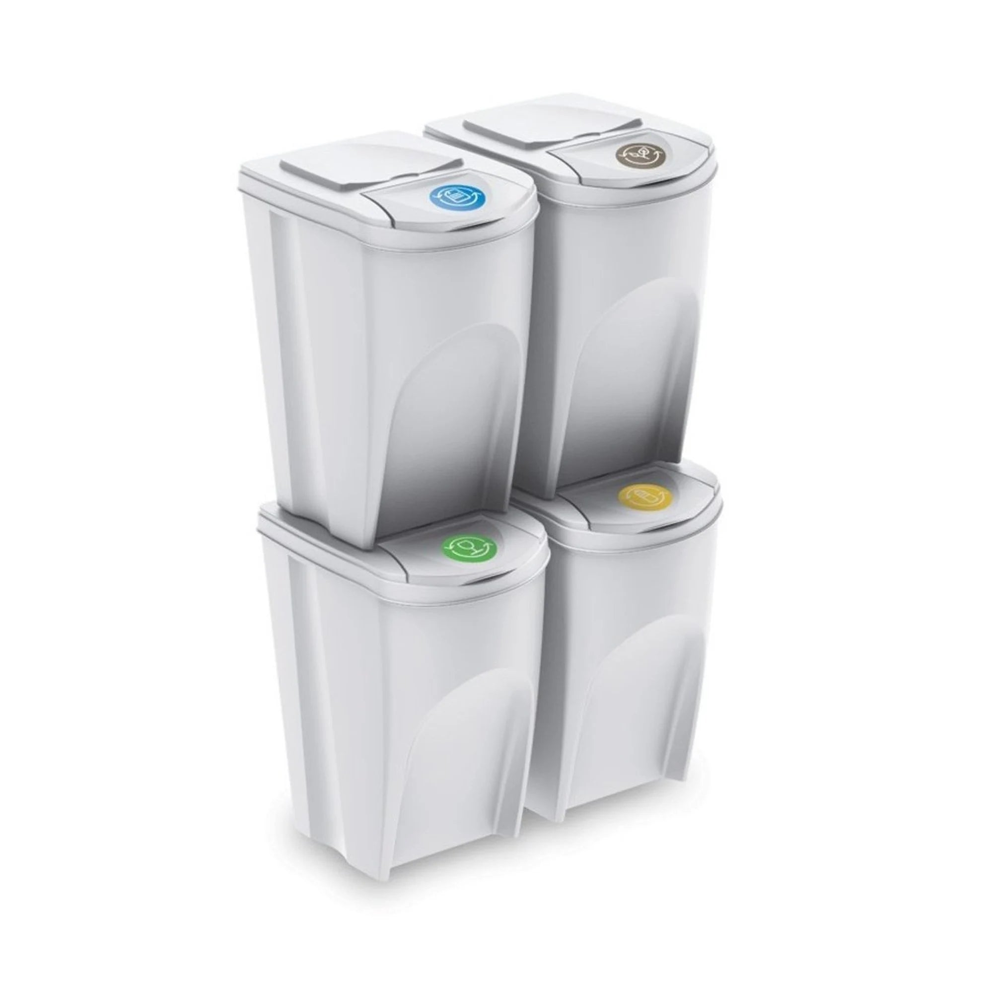 Set of 4 KEDEN SORTIBOX waste bins recycling bin off-white volume 4x35L