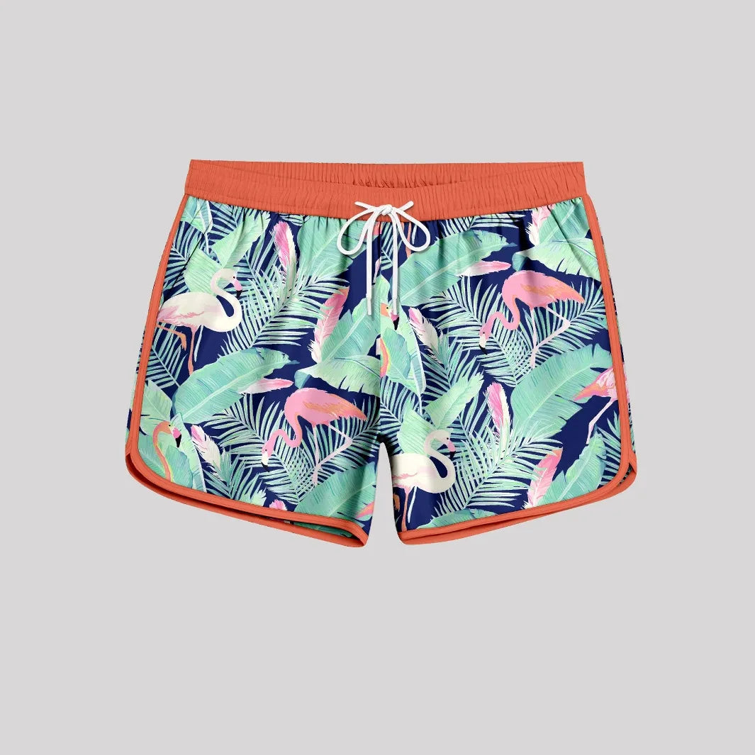 SK Men's Sports Shorts Woolen High Elastic Polyester Mid Waist Hot Pants Breathable Stretch Printed Beach Casual Anti-Wrinkle
