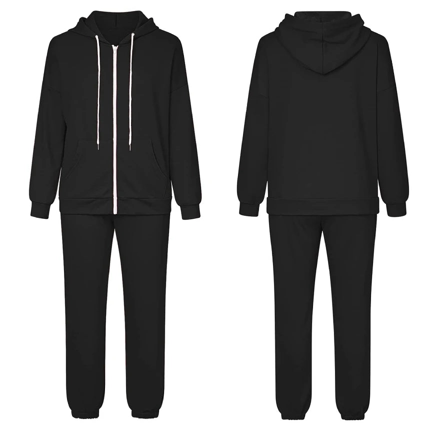 Custom Women's Solid Cotton Sweatpants Set Stacked Joggers Tracksuit for Winter MOQ 2pcs