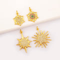 QIKU Gold Plated Star Charm Jewelry High Quality Copper Zircon Bedazzled Charms for DIY Jewelry Making Hip Hop Accessories
