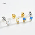 FUAMAY Sterling Silver Opal Stud Earrings Blue Opal Gemstone Astronaut Earrings