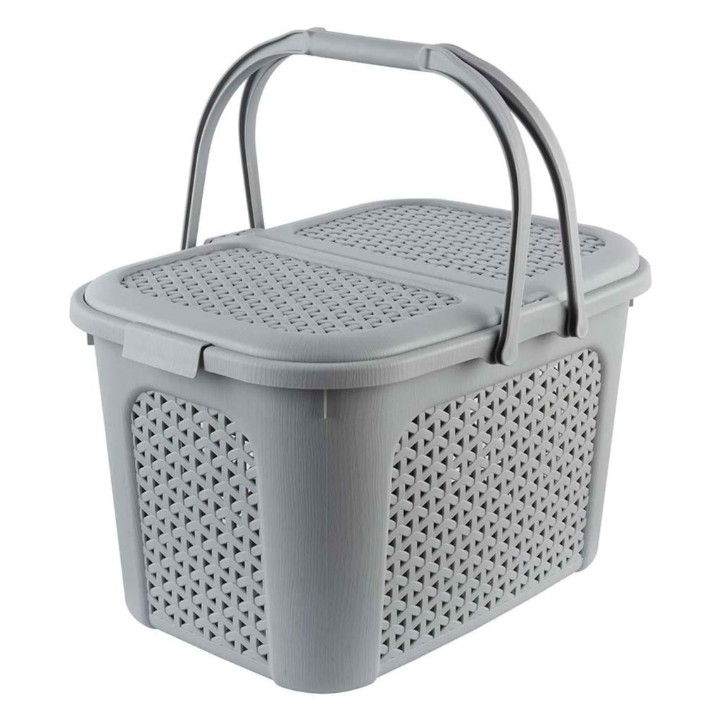 Picnic basket "rattan style" Nordic gray 35x46x28.5 Inka range