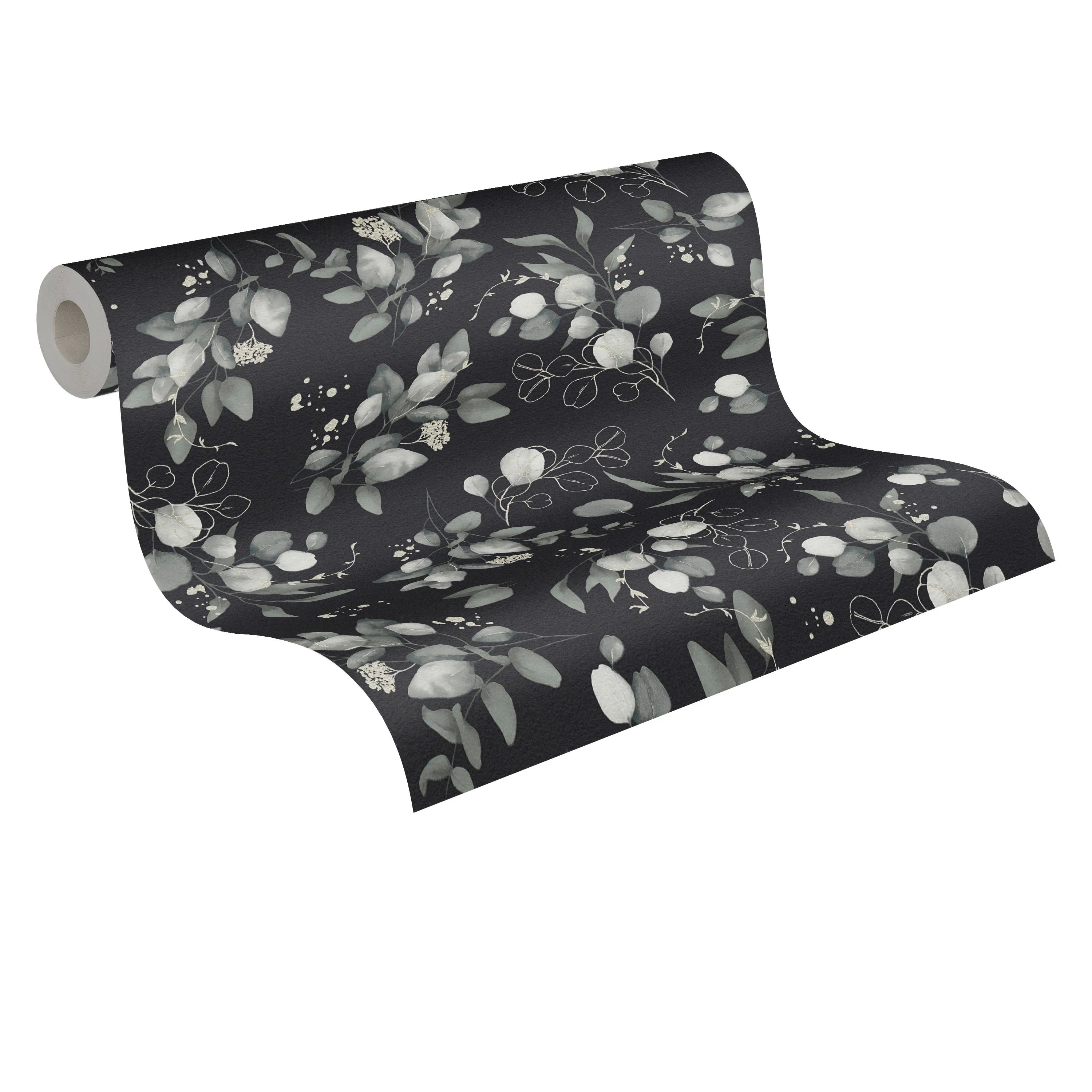Made in Germany-Wallpaper Rolls Floral Black Grey Silver Non Woven Modern Highly Wash-Resistant Living Room 1005x053m