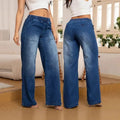 High Quality Eco-Friendly Solid Light Casual Woven Denim Pants Regular Wide Leg Jeans Washed Button Detail High Waist Summer