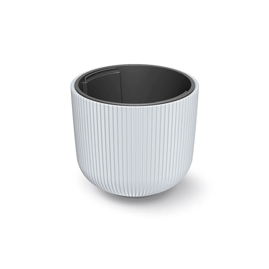 White flower pot with reservoir MILLY collection 29.8 x 29.8 x 25.7 cm 14 L capacity.