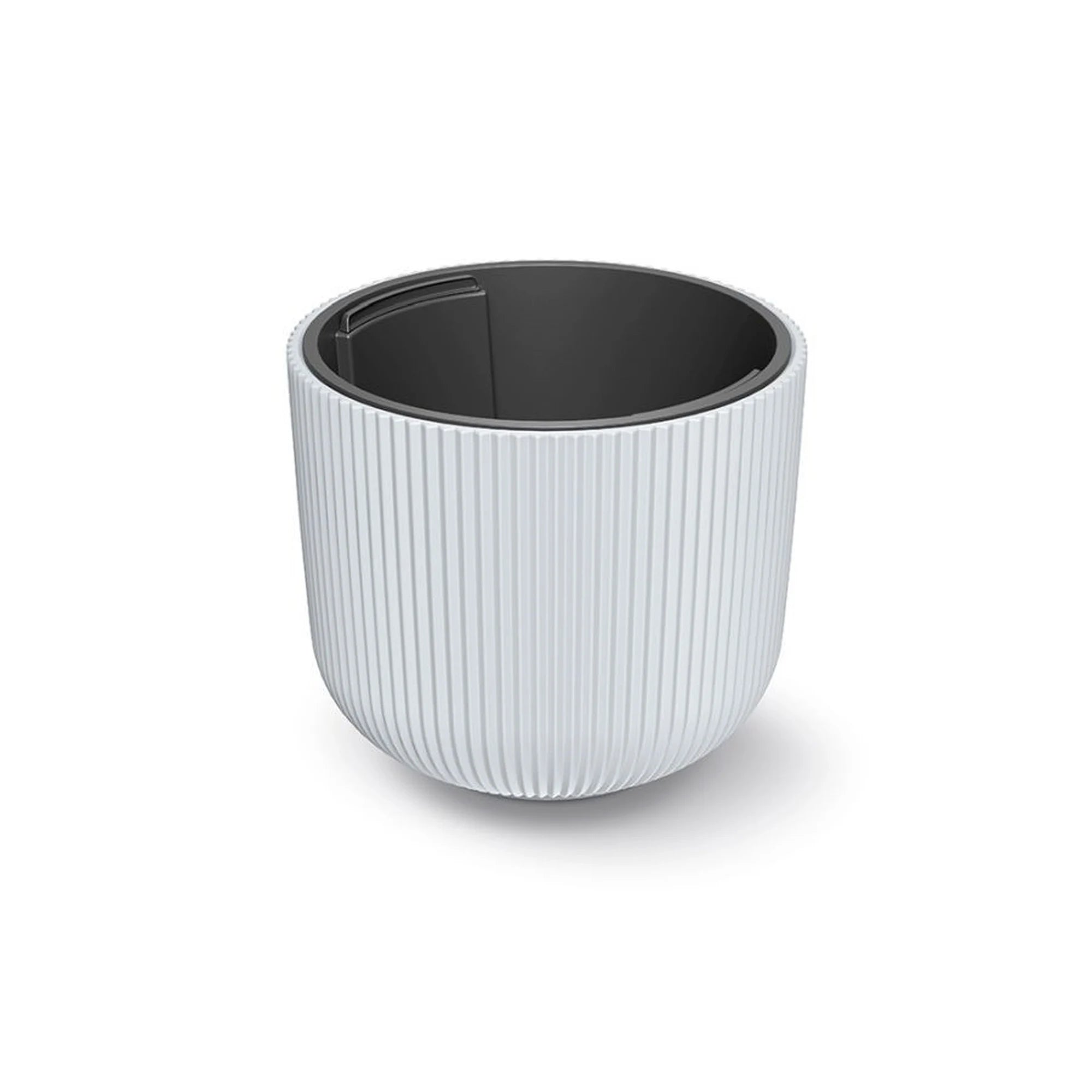 White flower pot with reservoir MILLY collection 29.8 x 29.8 x 25.7 cm 14 L capacity.