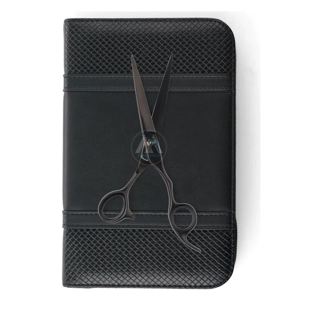 Hair Cutting Scissors Stainless Steel Lightweight Classic Matte Black Offset Barber Shear