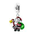 Christmas Series - Silver Fashion Christmas Socks Charms Pendant with Zircon for Women's Party Gift