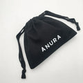 Luxury Personalized Black Mini Twill  Cotton Bag With Custom logo Gift Packaging  Jewelry Pouch