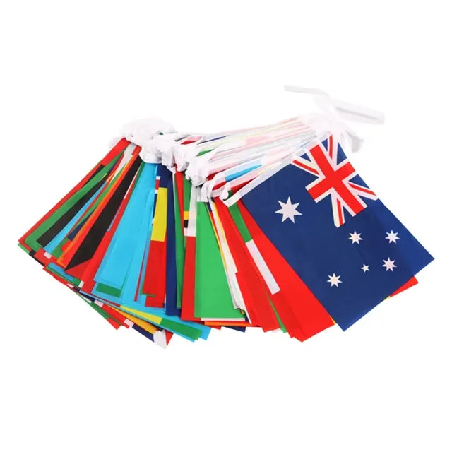 Custom Printing Advertising 100% Polyester National Bunting Holiday String Flag Pennant Flag