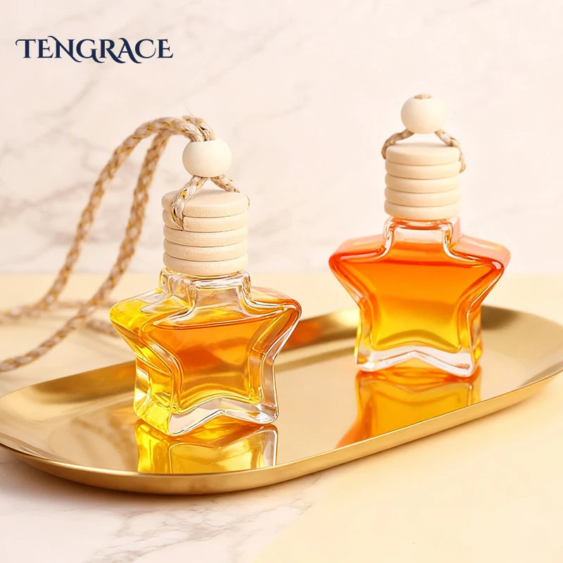 Empty Refillable 10ml Matte Glass Car Air Freshener Perfume Bottle with Screw Cap Engraving Aromatherapy Luxury Diffuser