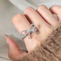 Bowknot Finger Ring Foxi Hot Selling Fashion Jewelry Micro Paved Zircon Bow Rings for Women