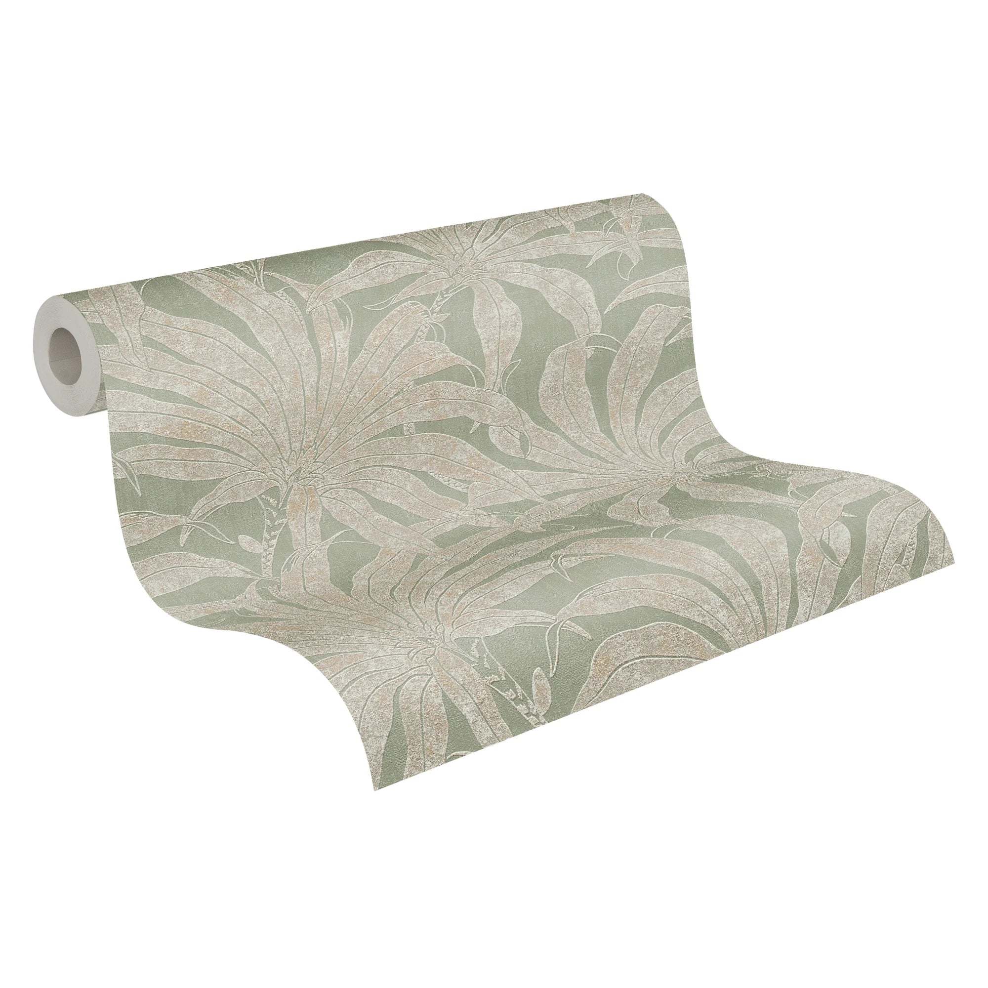 Made in Germany - Wallpaper rolls Plants Green Gold Silver White - Non Woven Vinyl - Wallpaper Jungle for Walls - 1005 x 053 m