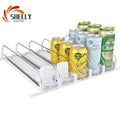 XL Soda Can Dispenser for Refrigerator Roller Version Self-Sliding Drink Organizer for Fridge and Adjustable Width