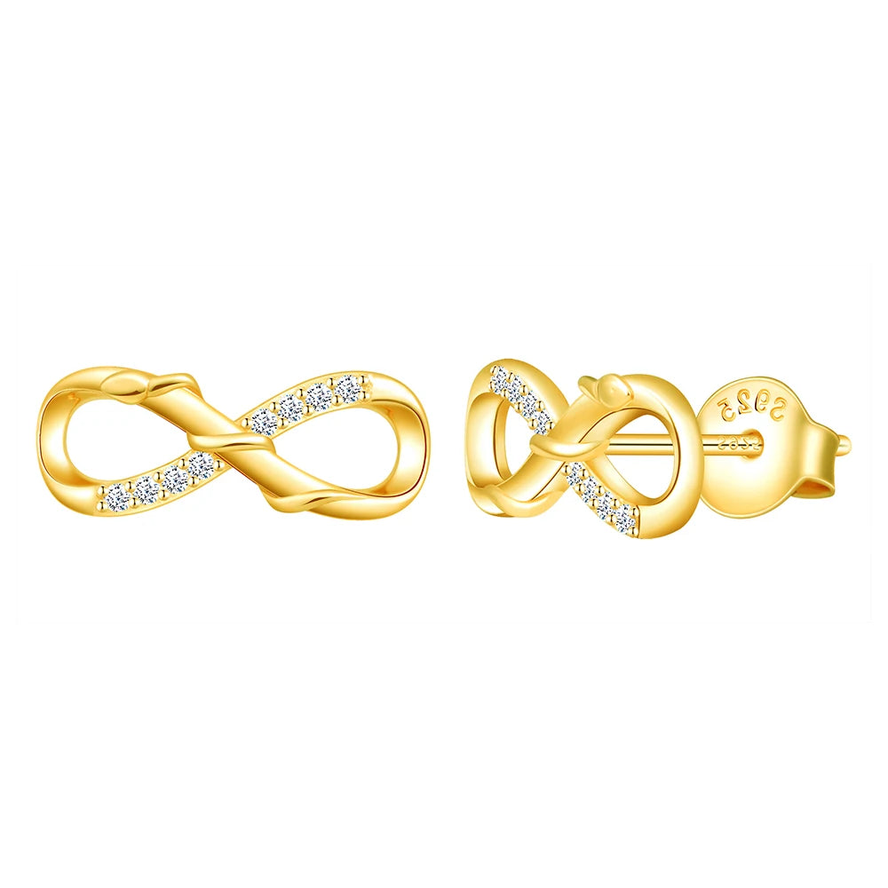 S925 Silver Zircon Snake-Wrapped Infinity Symbol Pure Silver Earrings Earings That Say 2025