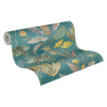 Made Germany Non Woven Vinyl Floral Wallpaper Rolls Petrol Green Yellow Grey Modern Plants 1005x053m Living Room Hotel