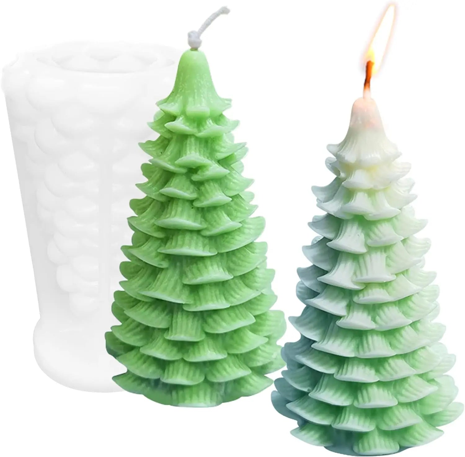 3D Special Food Grade Two Coniferous Christmas Party Silicone Mol for Candle Making Soap DIY Cake Decoration