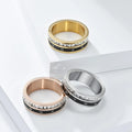 Light Luxury Zircon Roman Numeral Ring Rotatable Titanium Steel Men's and Women's Proposal Rings Hand Accessories