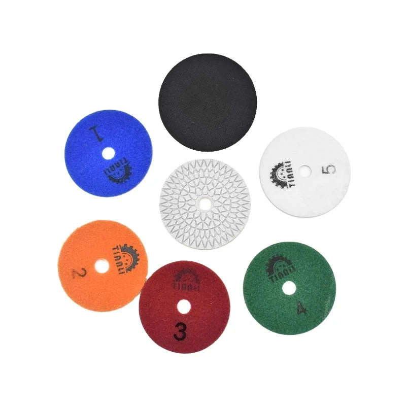 4 Inch 5-Step Sunflower OEM Medium Hardness Diamond Resin Polishing Pads-Factory Direct Sales