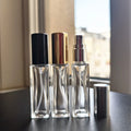 Luxury 10-30ml Glass Perfume Bottle Gold Finish Clear/Black Spray Options Carton Packing Pump Sprayer Screen Printing 100pcs
