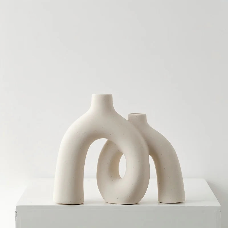 Modern Abstract Hollow Ceramic Vase | Matte Minimalist Decorative Vase for Home Décor MegaBDM