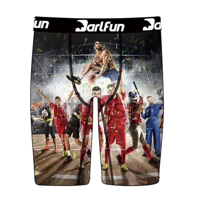 American Popular  Printed Sporting Long Leg Shorts Quick-dry Men's Underwear Boxer Briefs
