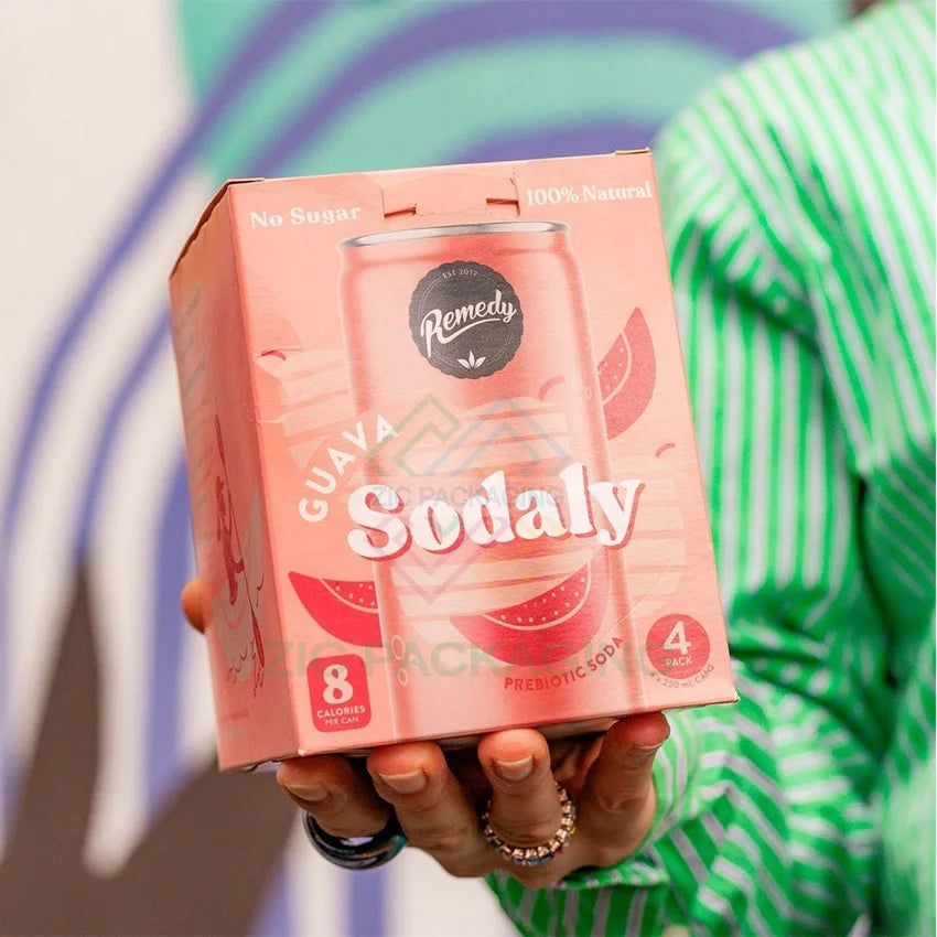 Customized Logo Drinks Packaging Box 4 Drink Cans Box Health Drink Juice Corrugated Paper Box for 355ml Cans MegaBDM