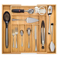 Manufacturer Cutlery Wood Tray Expandable Dividers Storage Desk Utensil Kitchen Bamboo Drawer Organizer