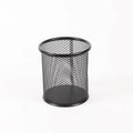 Hollowed Out Metal Mesh Square Pen Holder in Black/Silver for Office/Student Use with Iron Finish