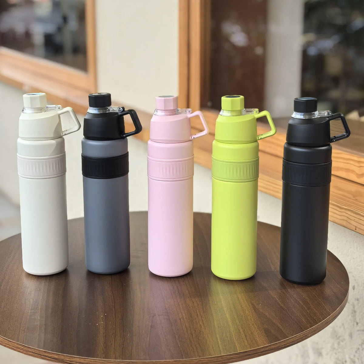 800ml/1000ml Large Capacity Dual Drinking Stainless Steel Insulated Water Bottle with a Carrying Buckle for Hiking and Sports MegaBDM