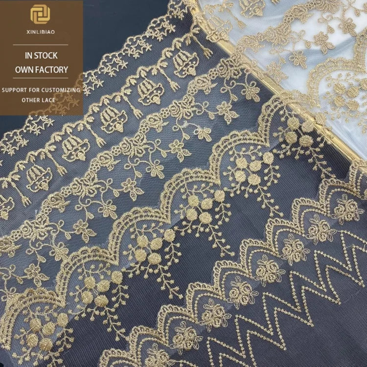 Polyester Lace Mesh Clothing and Home Fabrics Fashionable Accessories Elegant Water-soluble Golden Lace Accessories