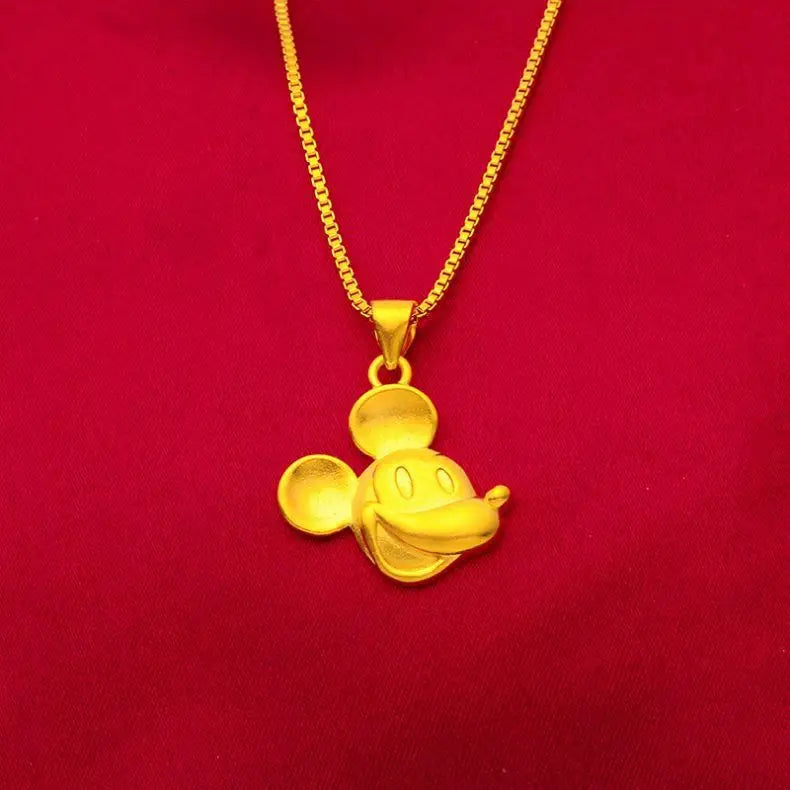 Gold Plated Stylish Matte Frosted Pendant Box Doll Chain  Alluvial Gold Necklace Women's