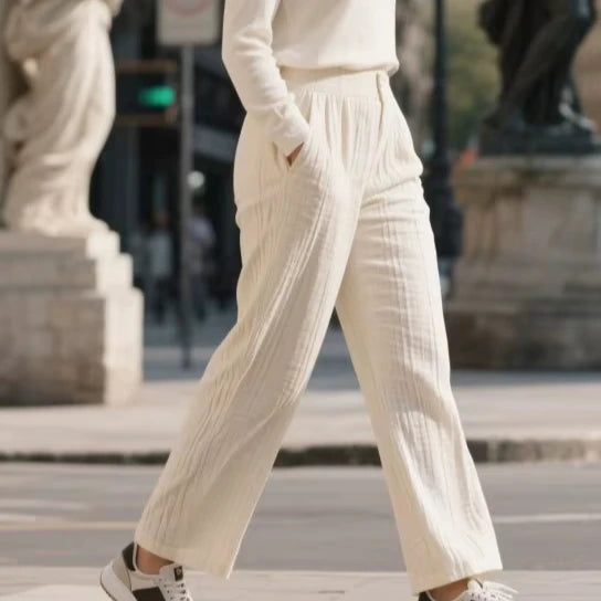 Eid Wholesale Linen Casual Pants White Non-transparent Double-layer Fabric 2026 Traditional Muslim Women Turkish Islamic