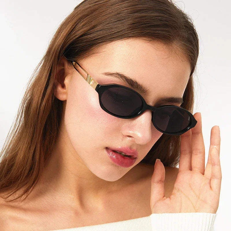 Logo Custom 2025 Trendy Retro Men Metal Punk Sun Glasses UV400 Small Oval Women Sunglasses