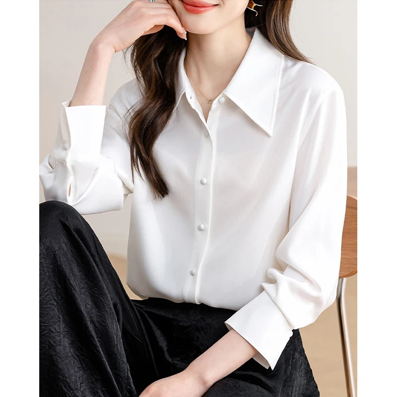 Women's Long-Sleeve Heavyweight Silk Shirt - 25 Momme 100% Mulberry Silk Spring & Summer 2025 New Style High-End Top
