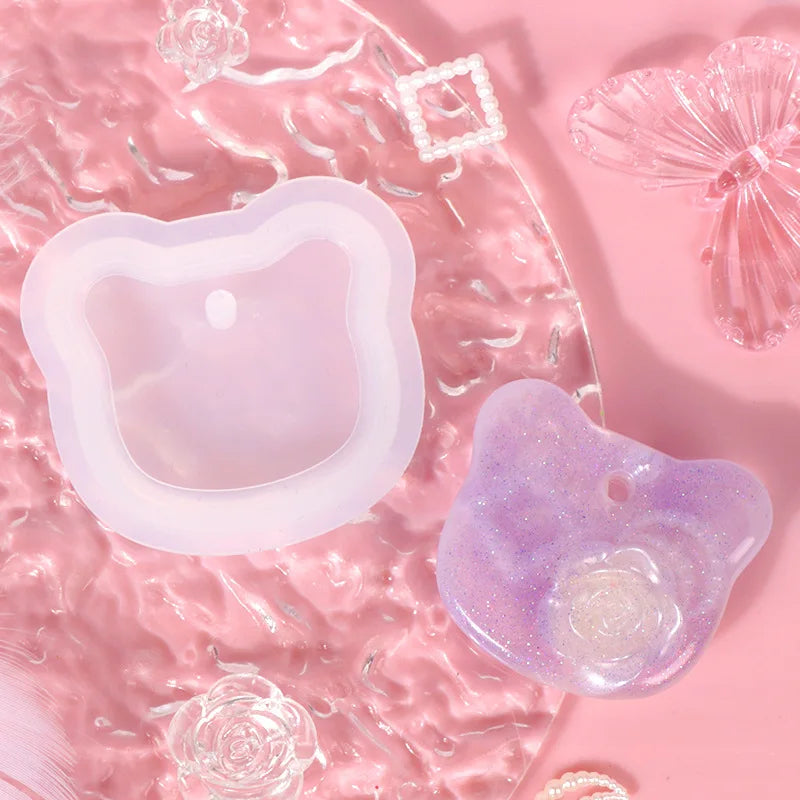 Bear Pendant Silicone Mold for DIY Wind Chimes Keychain Small Coaster Resin Casting Mold Jewelry Making Craft Home Decoration
