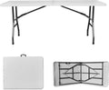 6ft Modern Plastic Folding Rectangular Outdoor Portable Foldable Garden Table White Park Event Party Dining 1.8m