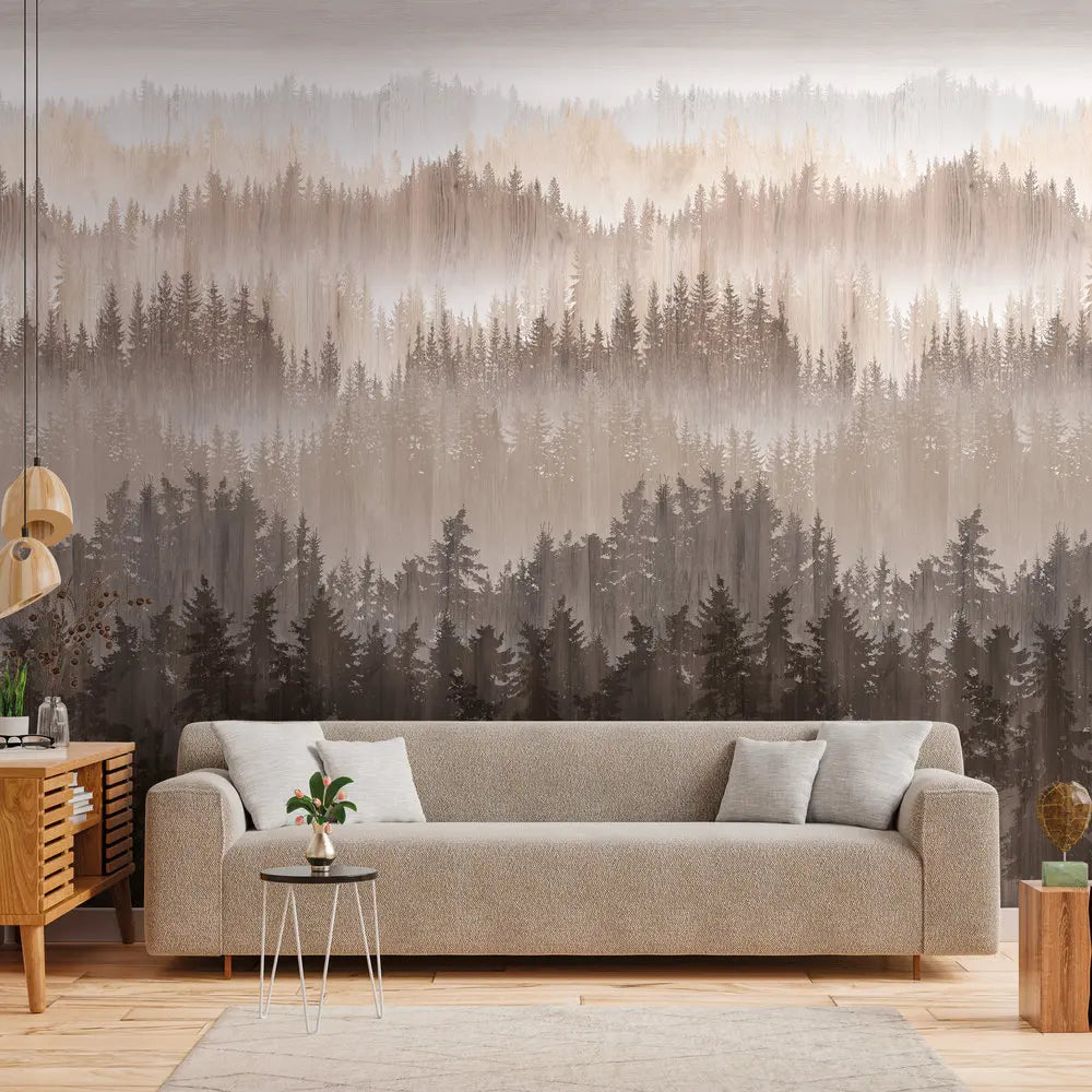 Made Germany Modern Photo Wallpaper Murals Forest Brown Beige Cream Non Woven Vinyl Wall Mural Gym Mall Moisture-Proof
