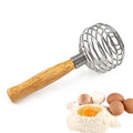 Wooden Handle Spiral Food Large 304 Unique Hand Spring Whisk Stainless Steel Egg Beater