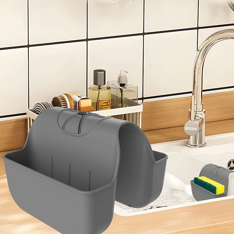 Kitchen Decorative Washbasin Dishwashing Liquid Silicone Caddy Hanging Soap Kitchen Sponge Holder