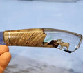 Handcrafted Hybrid Epoxy Artisan Resin Burl Wood Handle with Bespoke Inlay Series Miniature Wilderness Theme for DIY Chef Knife