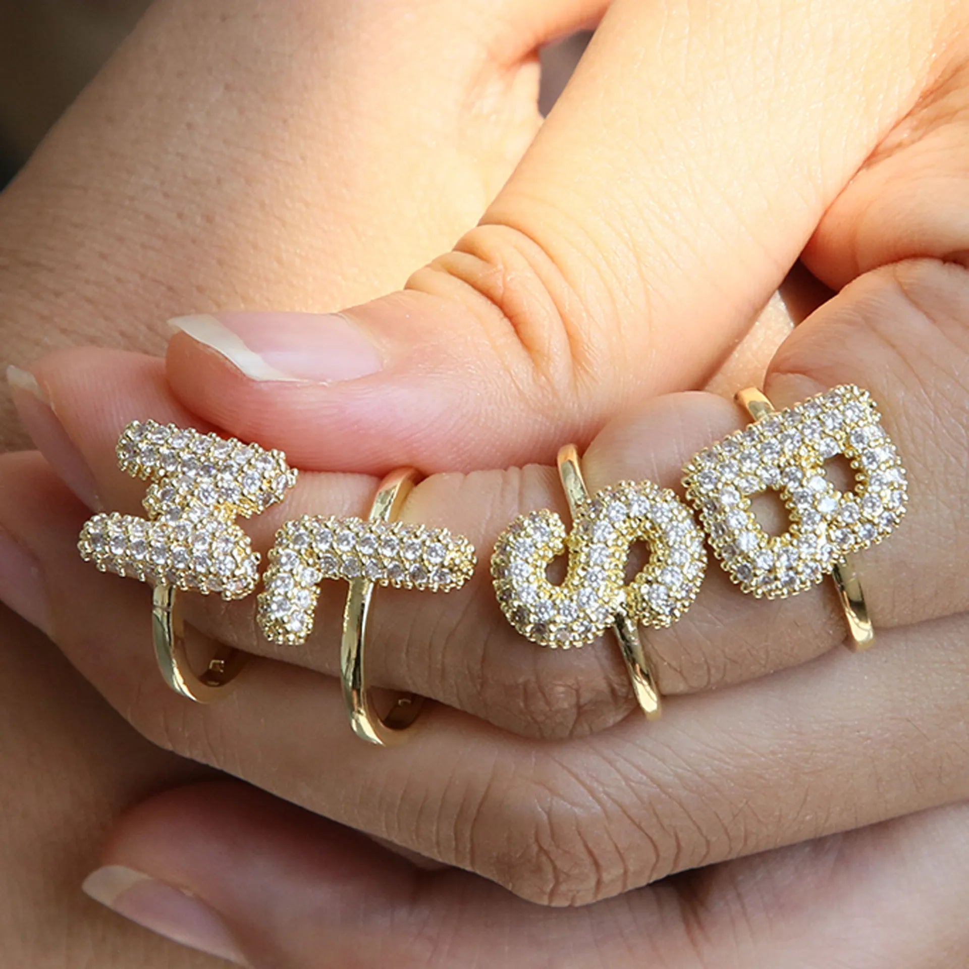 Hot Sale Balloon Bubble Cute Chubby 26 English Letters Open Female Ring for Women